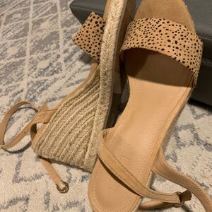LOFT Tan Espadrille Wedge Sandals with Speckled Strap